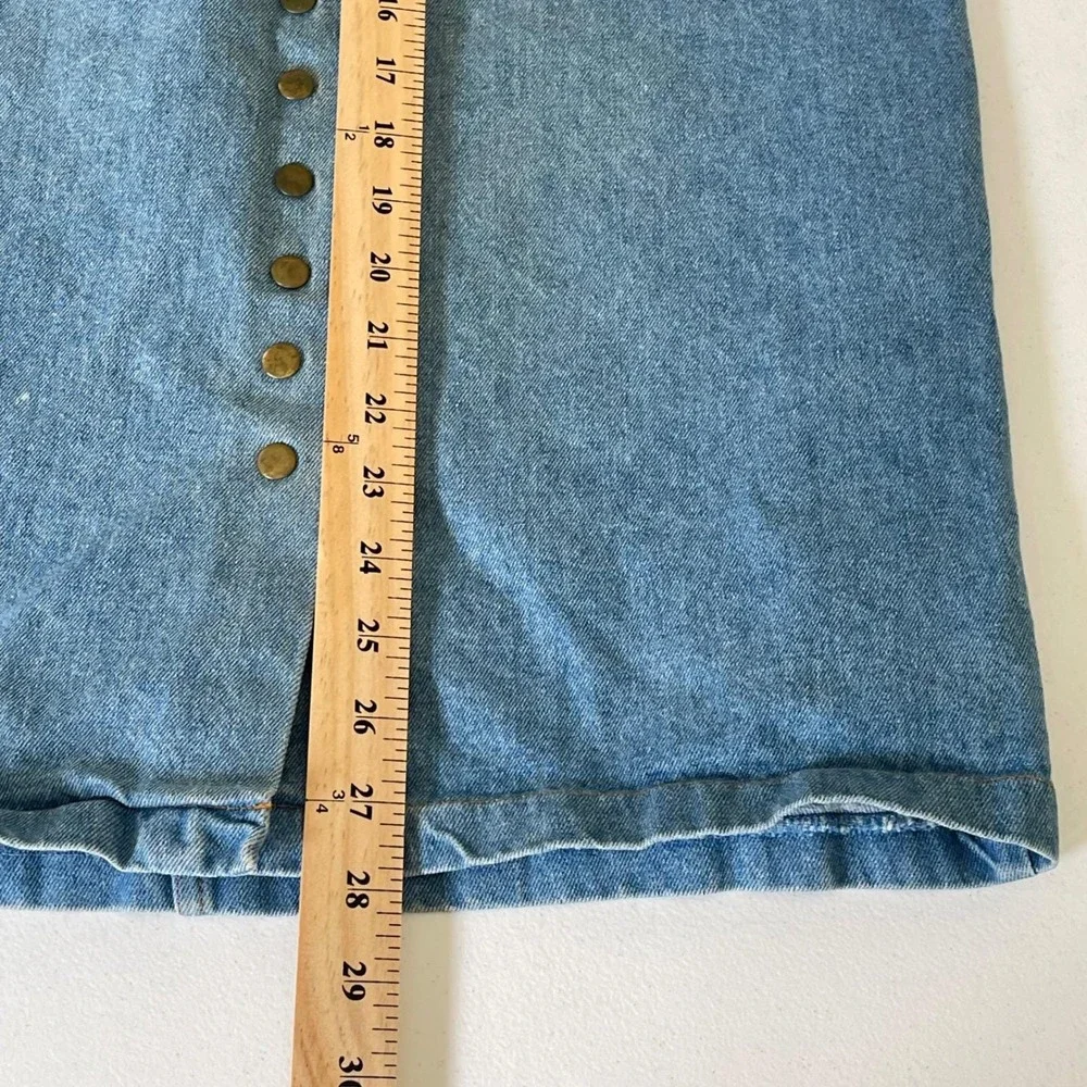 Vintage St & Company Denim Midi Skirt Women 10 Blue Button Front High Waist